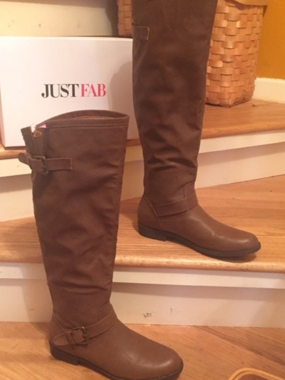 JustFab Brown Over-the-Knee Buckle Boots